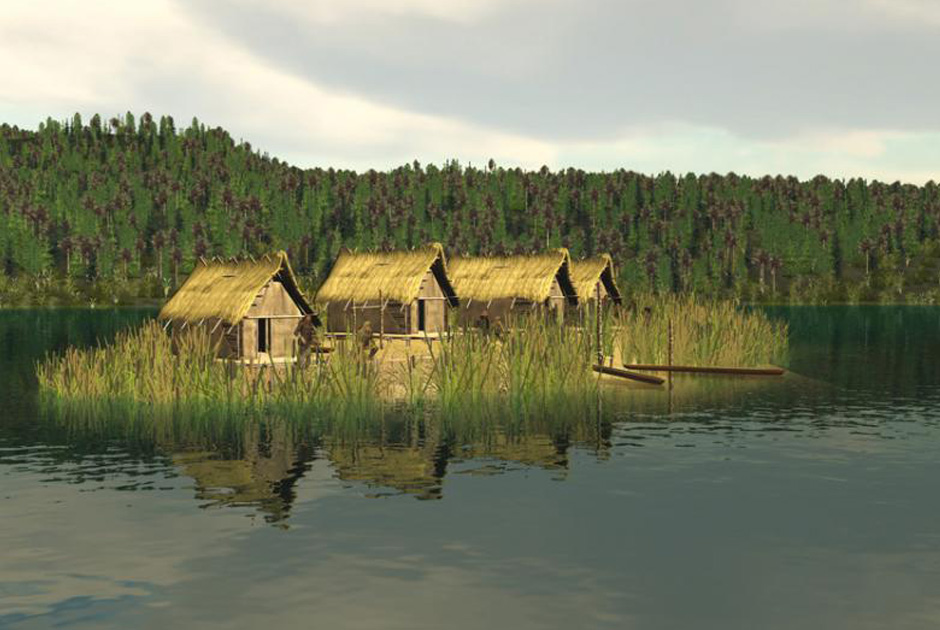 Reconstruction of the Neolithic lake dwelling Keutschach am See